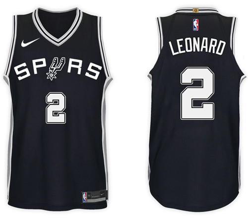 Men Spurs Kawhi Leonard #2 2017 18 New Season Black Jersey