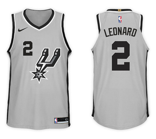 Men Spurs Kawhi Leonard #2 2017 18 Statement Gray Jersey