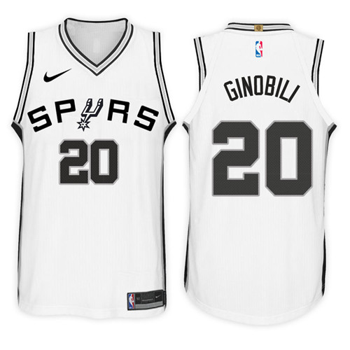 Men Spurs Manu Ginobili #20 2017 18 New Season White Jersey