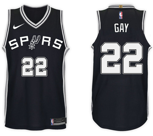 Men Spurs Rudy Gay #22 2017 18 New Season Black Jersey