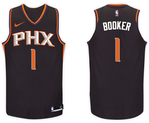 Men Suns Devin Booker #1 2017 18 Statement Black Jersey