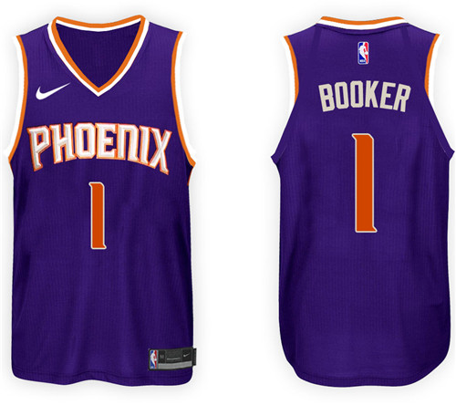 Men Suns Devin Booker #1 NBA 2017 18 New Season Purple Jersey