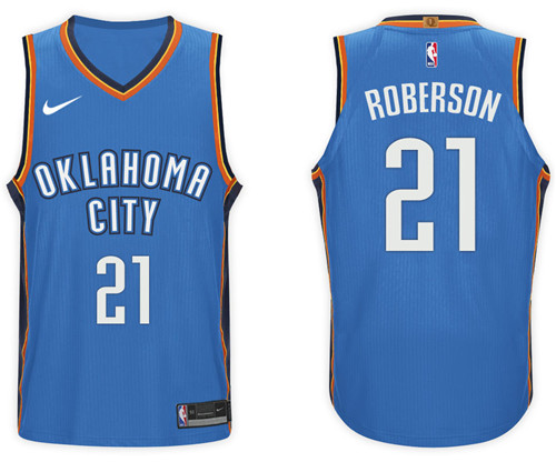 Men Thunder Andre Roberson #21 NBA 2017 18 New Season Blue Jersey