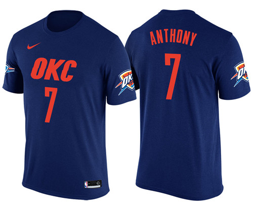 Men Thunder Carmelo Anthony #7 New Season Statement Navy Jersey