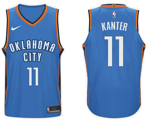 Men Thunder Enes Kanter #11 NBA 2017 18 New Season Blue Jersey