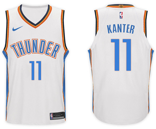 Men Thunder Enes Kanter #11 NBA 2017 18 New Season White Jersey