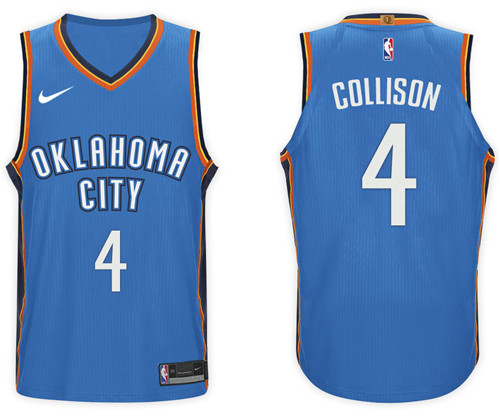 Men Thunder Nick Collison #4 NBA 2017 18 New Season Blue Jersey