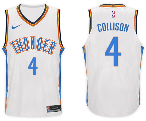 Men Thunder Nick Collison #4 NBA 2017 18 New Season White Jersey