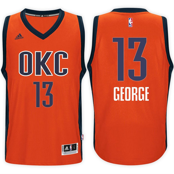 Men Thunder Paul George 13 NBA Swingman Road Orange Jersey