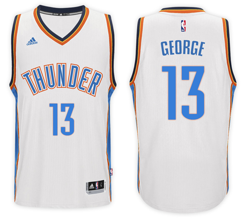 Men Thunder Paul George 13 NBA Swingman Road White Jersey