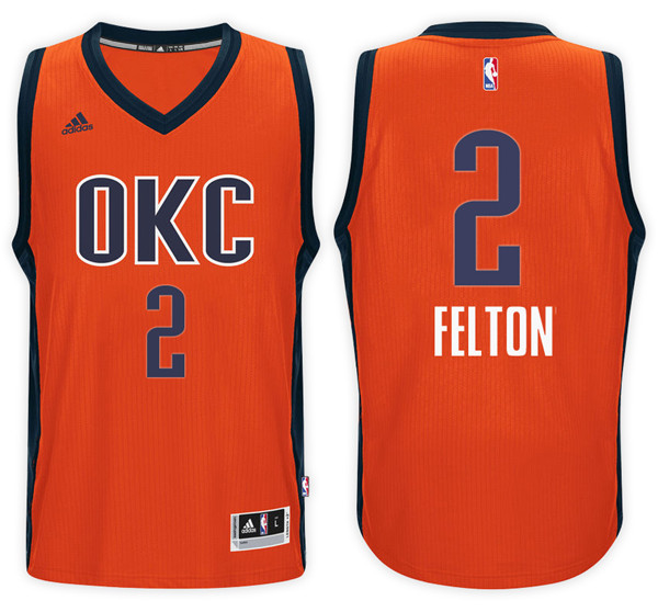 Men Thunder Raymond Felton NBA Swingman Road Orange Jersey