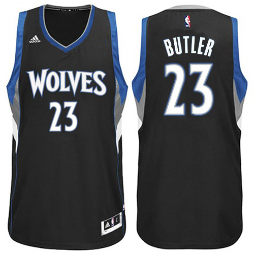 Men Timberwolves 23 Jimmy Butler NBA Swingman Road Black Jersey