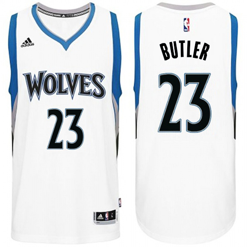 Men Timberwolves 23 Jimmy Butler NBA Swingman Road White Jersey