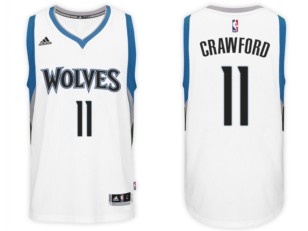 Men Timberwolves Jamal Crawford NBA Swingman Road White Jersey