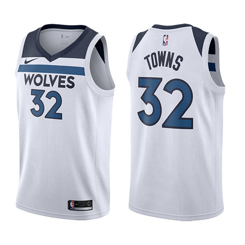 Men Timberwolves Karl Anthony Towns #32 2017 18 Association White Jersey