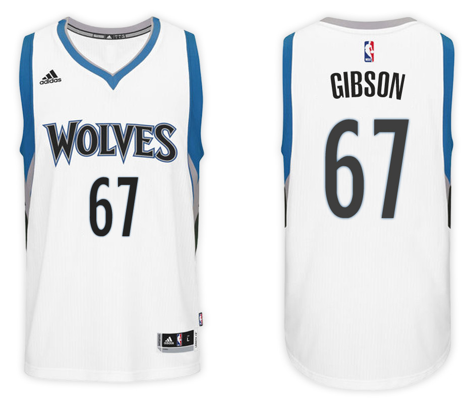 Men Timberwolves Taj Gibson #67 NBA Swingman Road White Jersey