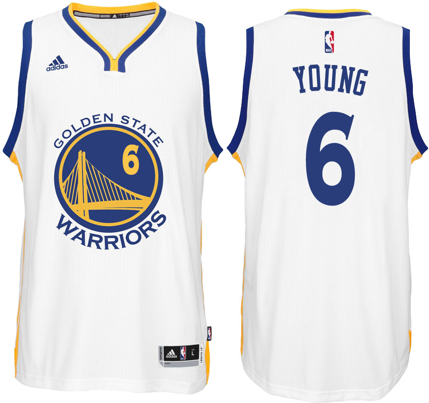 Men Warriors #6 Nick Young Swingman Road White Jersey