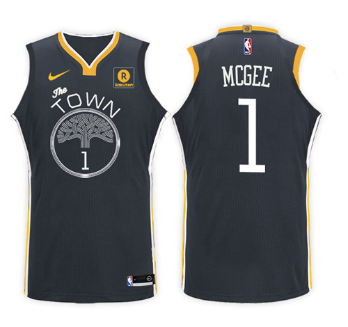 Men Warriors JaVale McGee #1 2017 18 Community Black Jersey