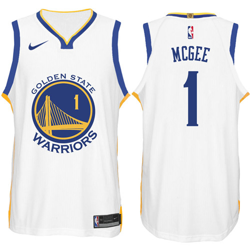 Men Warriors JaVale McGee #1 NBA 2017 18 Association White Jersey