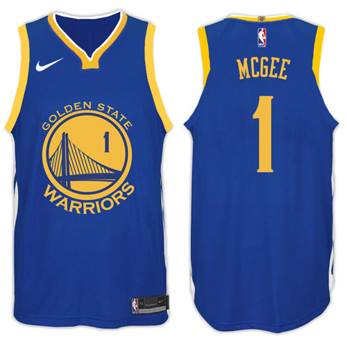 Men Warriors JaVale McGee #1 NBA 2017 18 Icon Royal Jersey