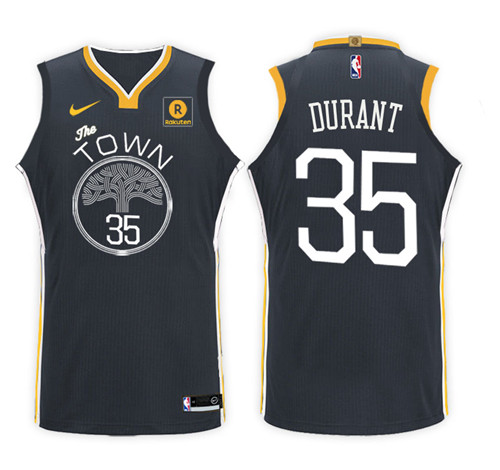 Men Warriors Kevin Durant #35 2017 18 Community Black Jersey