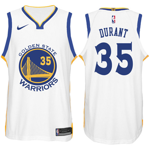 Men Warriors Kevin Durant #35 NBA 2017 18 Association White Jersey