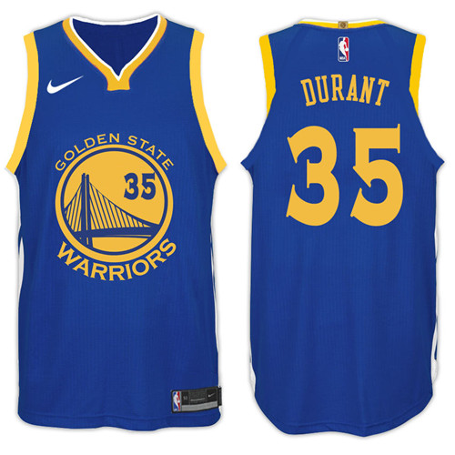 Men Warriors Kevin Durant #35 NBA 2017 18 Icon Royal Jersey