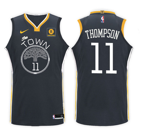 Men Warriors Klay Thompson #11 2017 18 Community Black Jersey